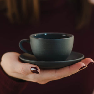 Charcoal Grey Cup&Saucer, two sizes