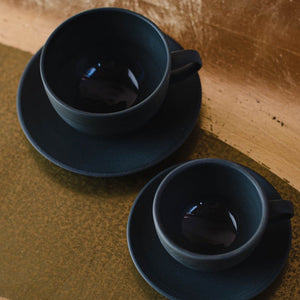 Charcoal Grey Cup&Saucer, two sizes