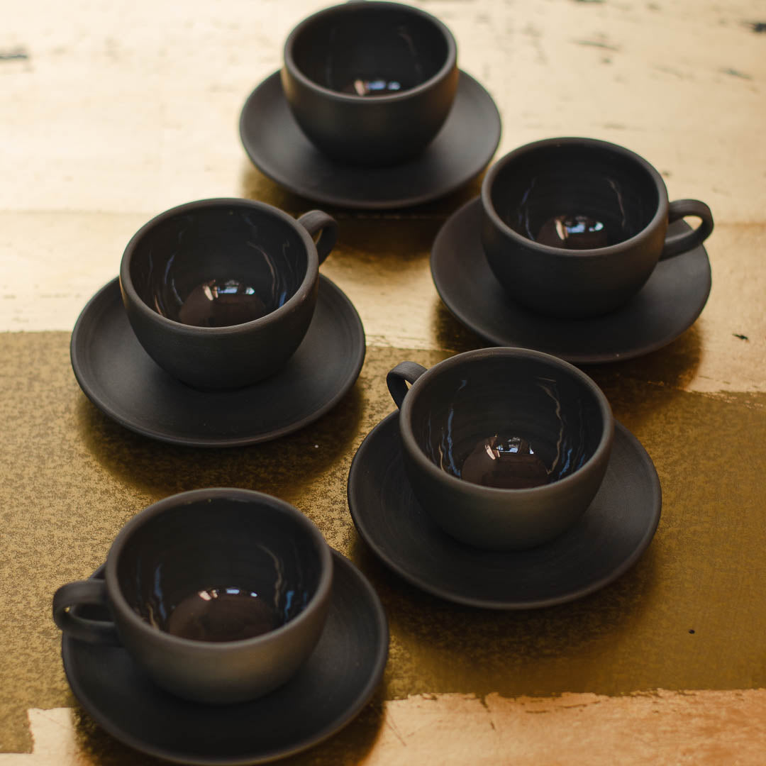 Charcoal Grey Cup&Saucer, two sizes