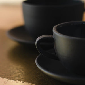 Charcoal Grey Cup&Saucer, two sizes
