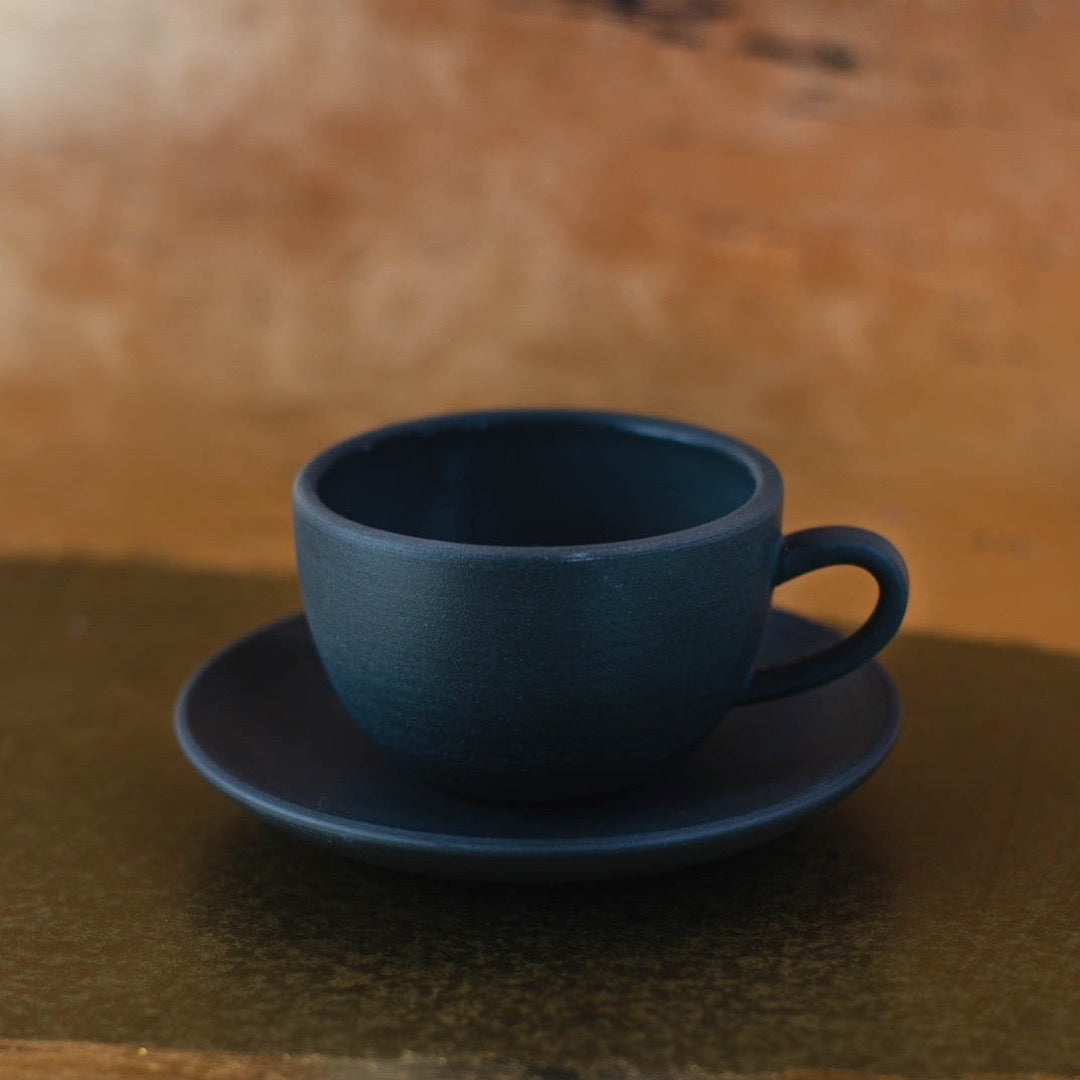 Charcoal Grey Cup&Saucer, two sizes